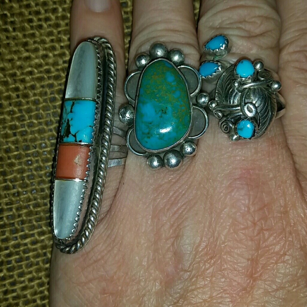 Turquoise Native American fingerring 925 sterling